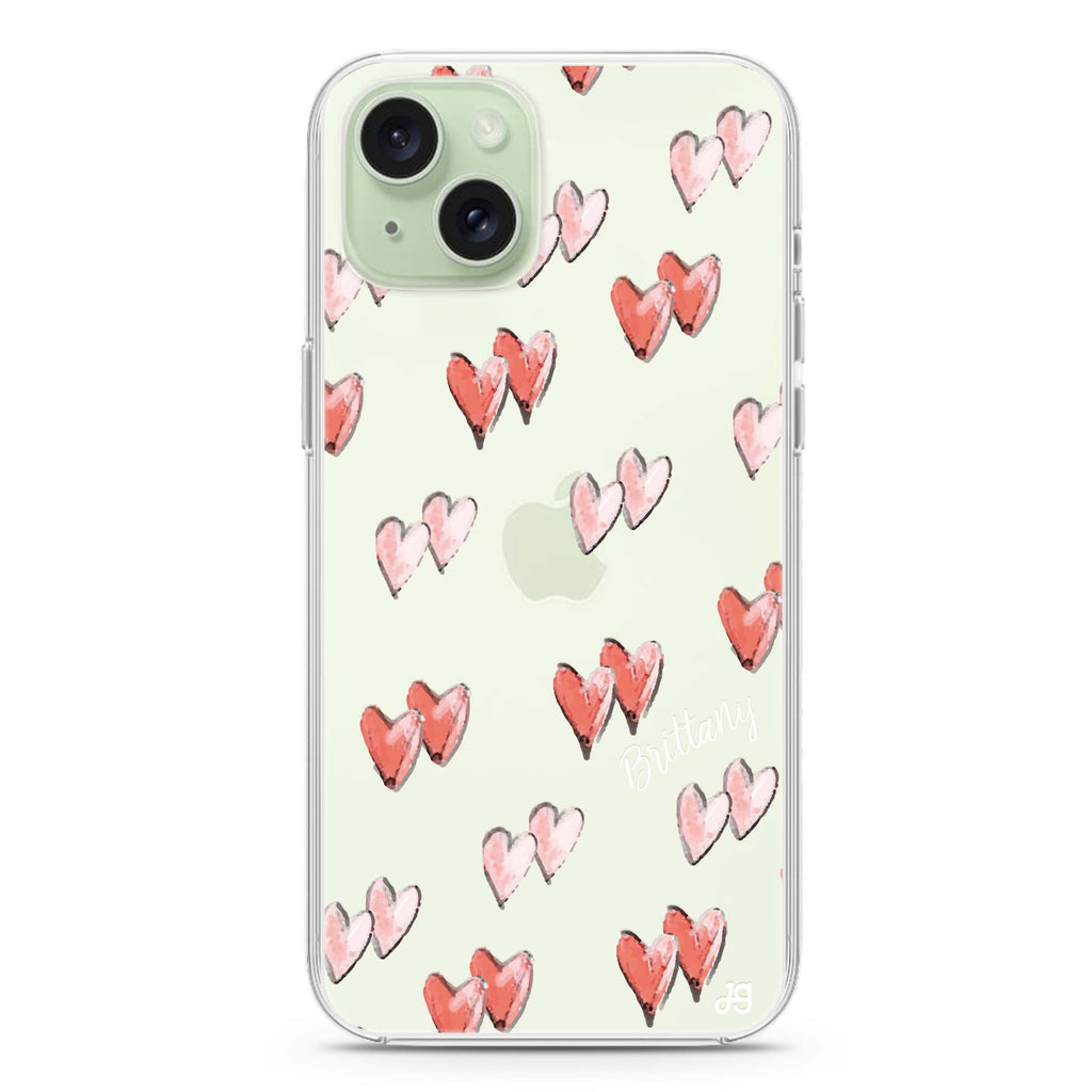 Double Heart iPhone 15 plus 水晶透明保護殼