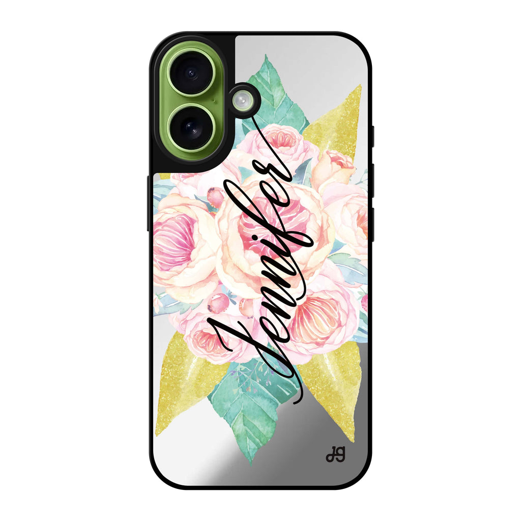 Reflective iPhone 16 Mirror Case –Abloom Rose Design