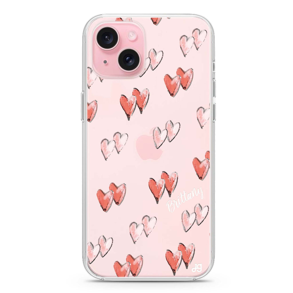 Double Heart iPhone 15 水晶透明保護殼
