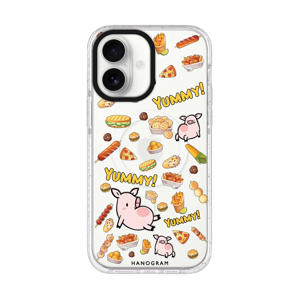 Yummy Piggy iPhone 17 水晶透明保護殼正面展示