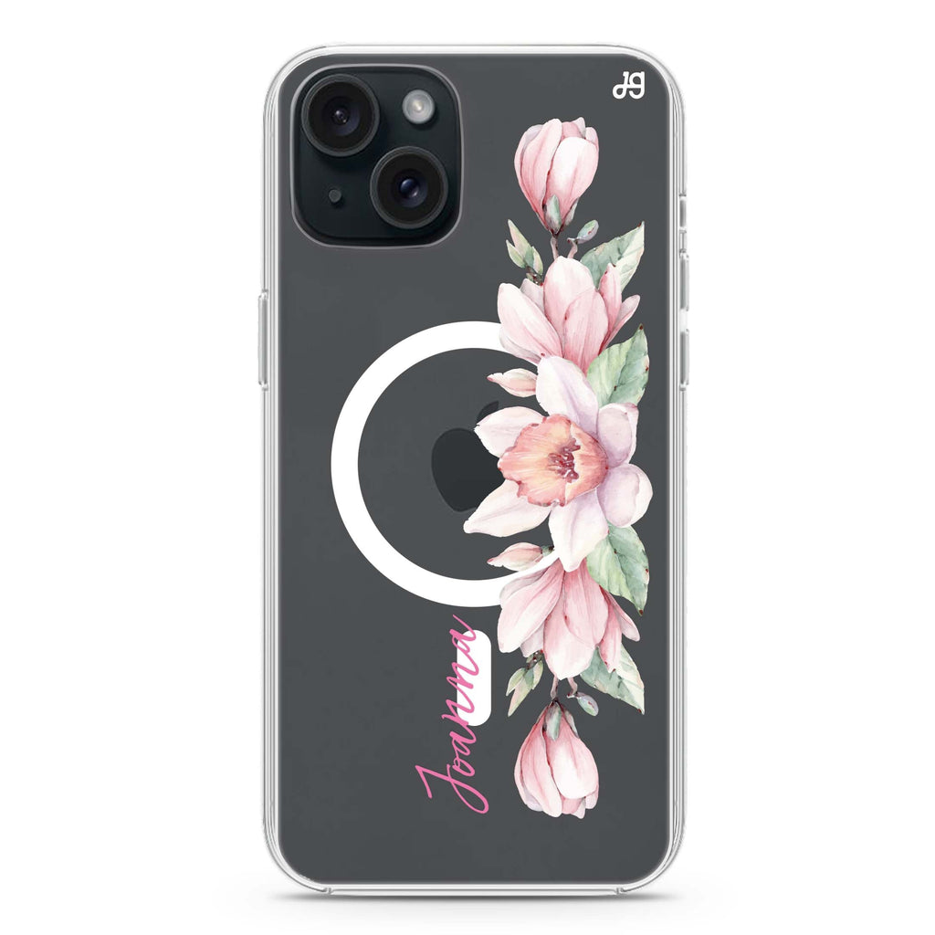 Floral and Me iPhone 15 Plus Magsafe 兼容水晶透明保護殼