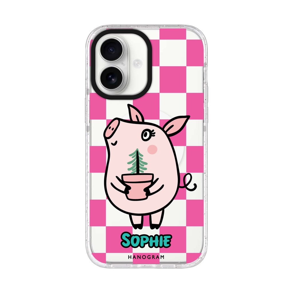 Lovely Pig iPhone 17 水晶透明保護殼正面展示