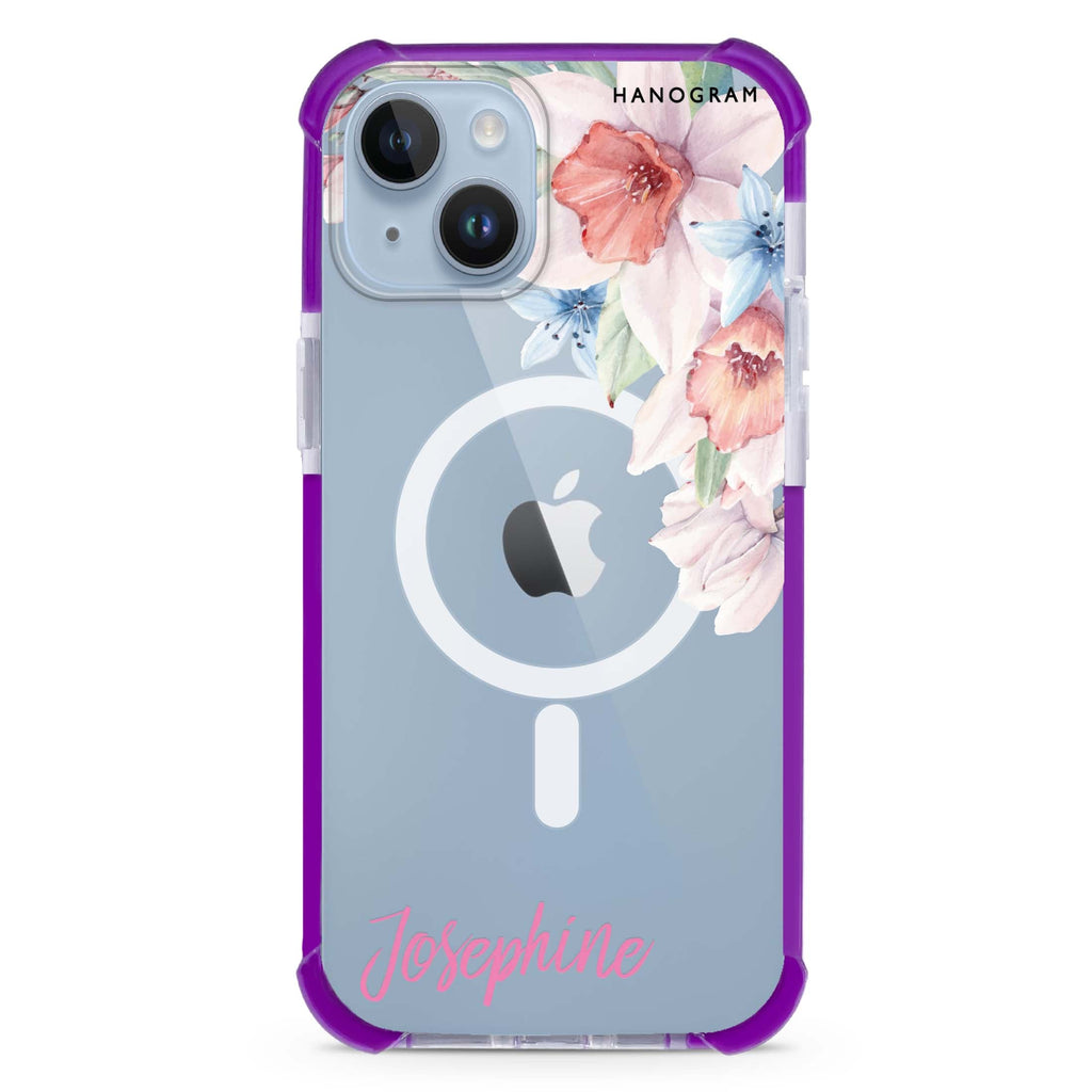 Glamour Floral iPhone 15 Plus Magsafe 兼容超強防摔保護殼