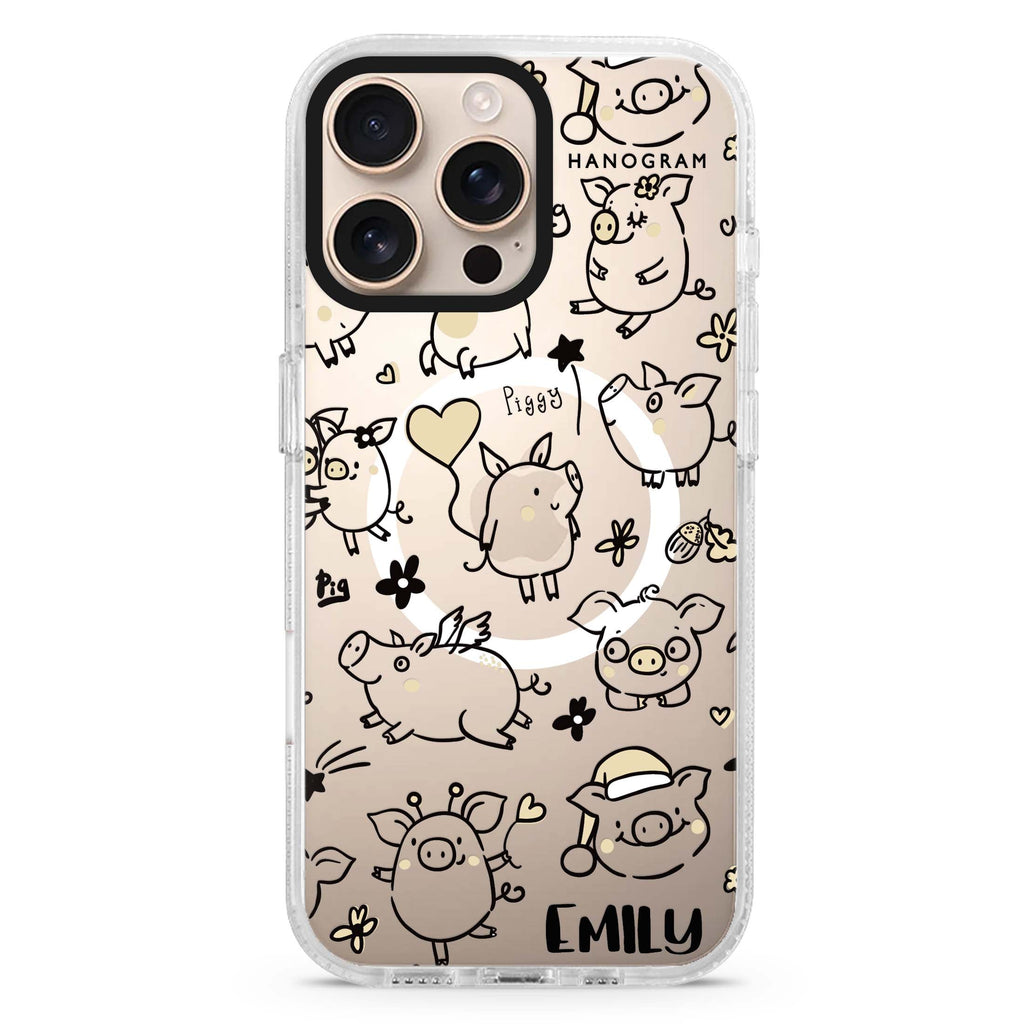 Lovely Piggy Magsafe 兼容水晶透明保護殼