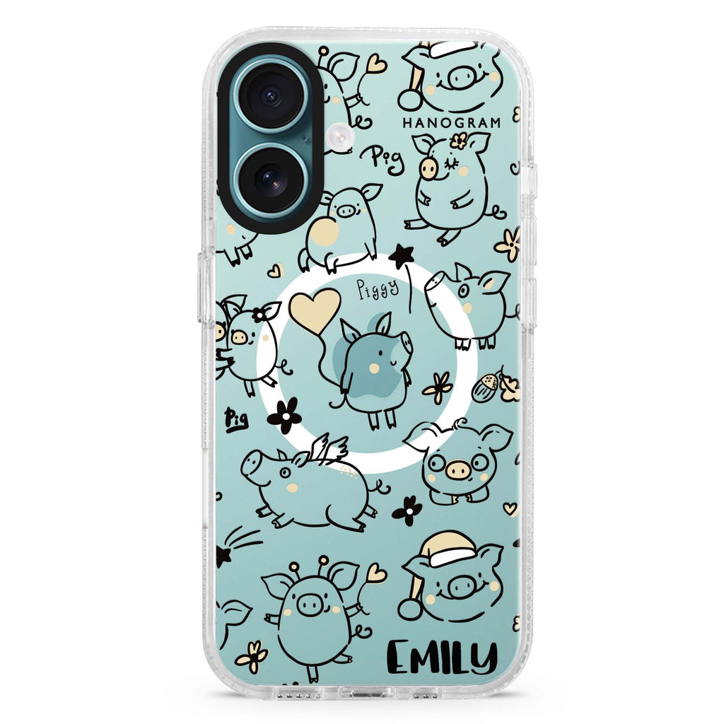 Lovely Piggy Magsafe 兼容水晶透明保護殼