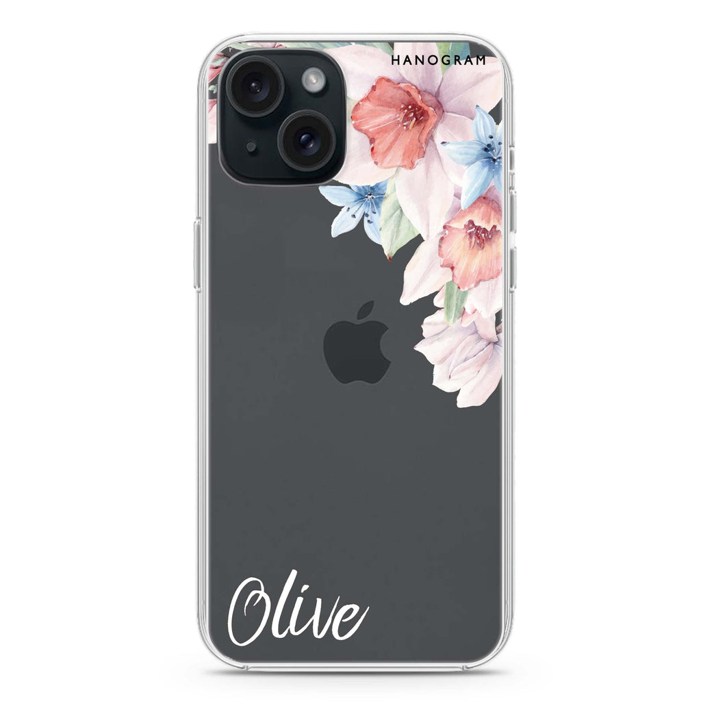 Glamour Floral iPhone 15 plus 水晶透明保護殼