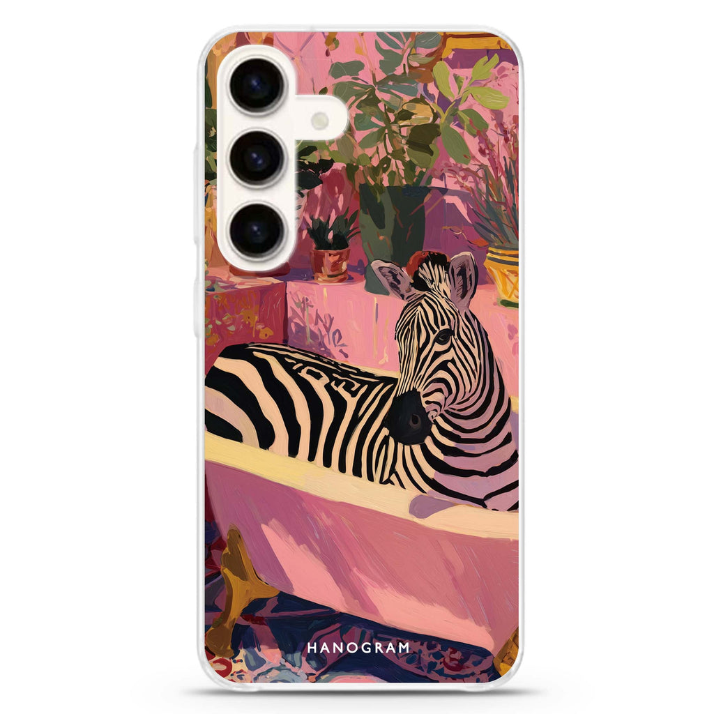 Zebra Bath Samsung Galaxy S26/S25/S24 水晶透明保護殼正面展示