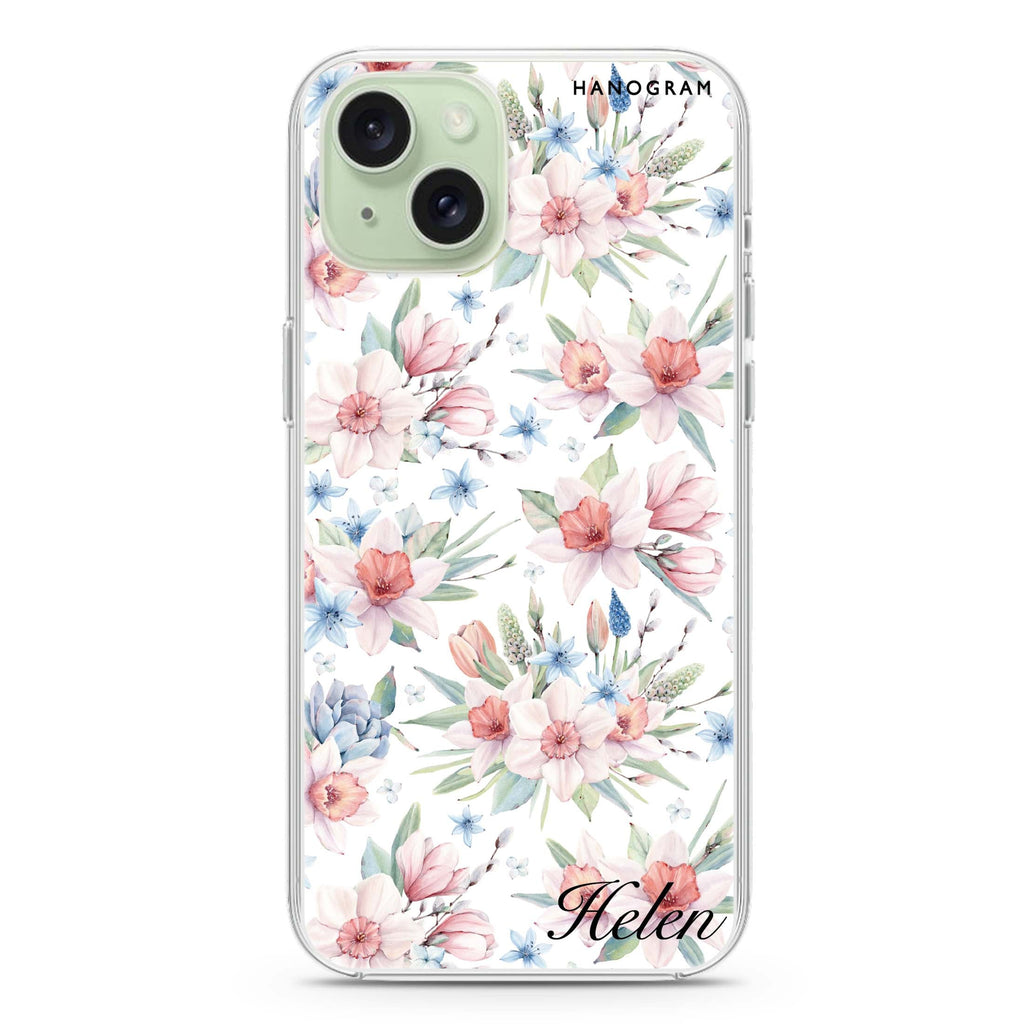 Glamour Floral World iPhone 15 Plus Magsafe 兼容水晶透明保護殼