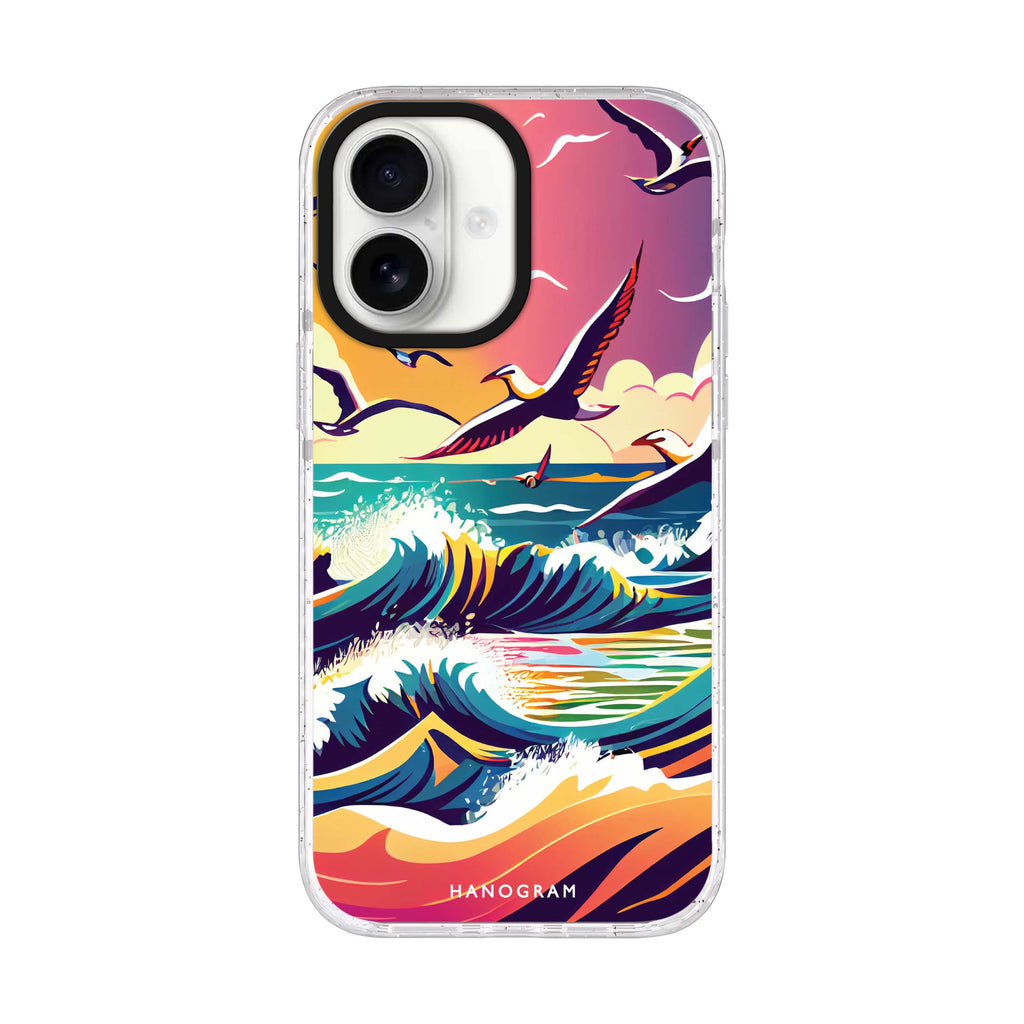 Waves & seagulls iPhone 17 水晶透明保護殼正面展示