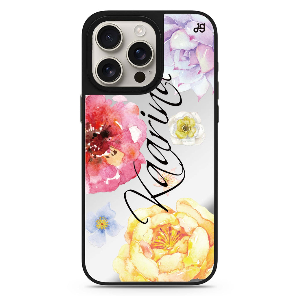 Colorful Watercolor Flowers 鏡面手機殼