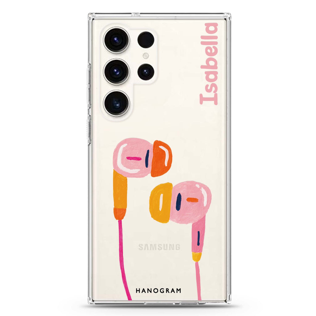 Pastel Beats Samsung Galaxy Ultra 可加名字透明保護殼，適用 S26/S25/S24/S23 Ultra，圖1