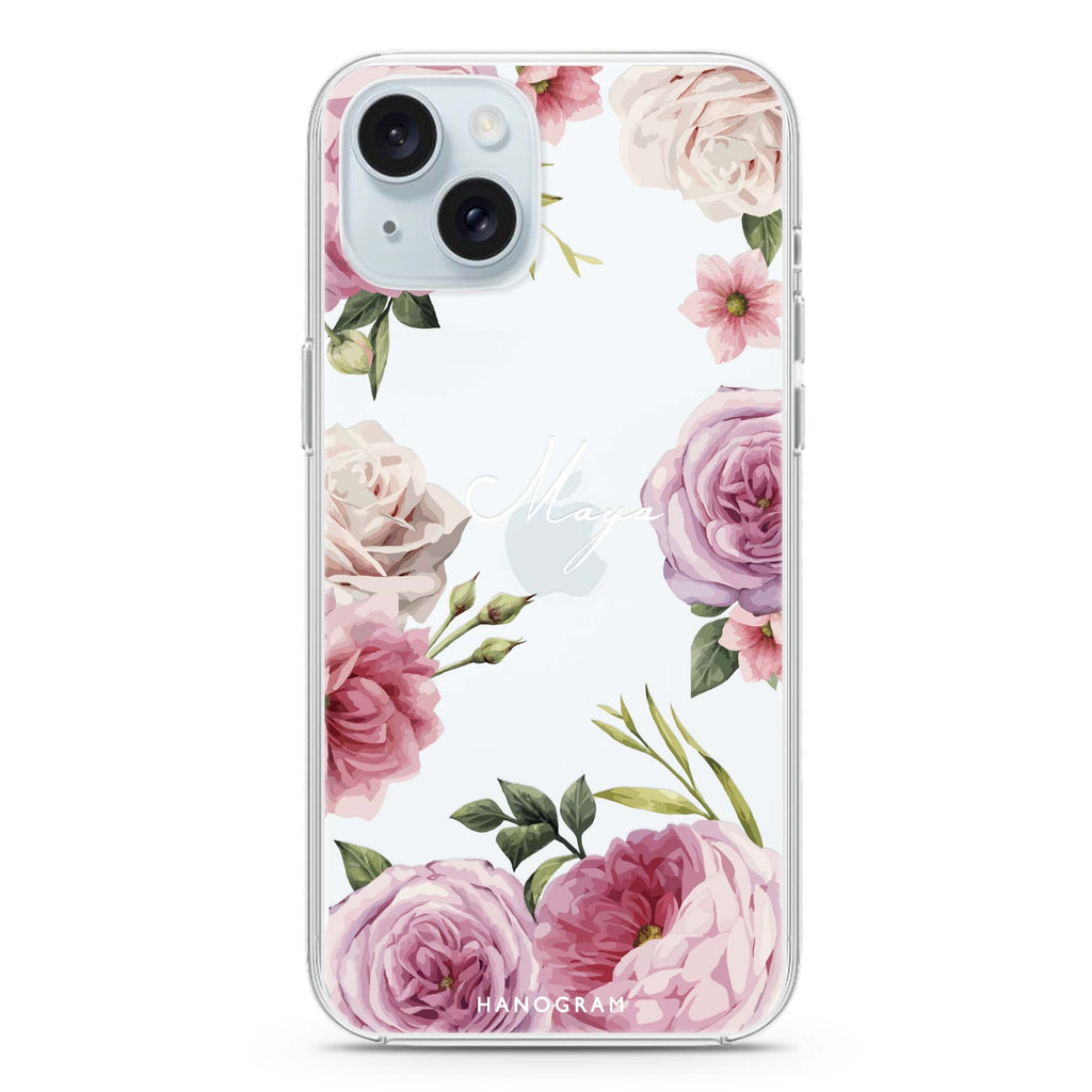 Beautiful Pretty Floral iPhone 15 plus 水晶透明保護殼