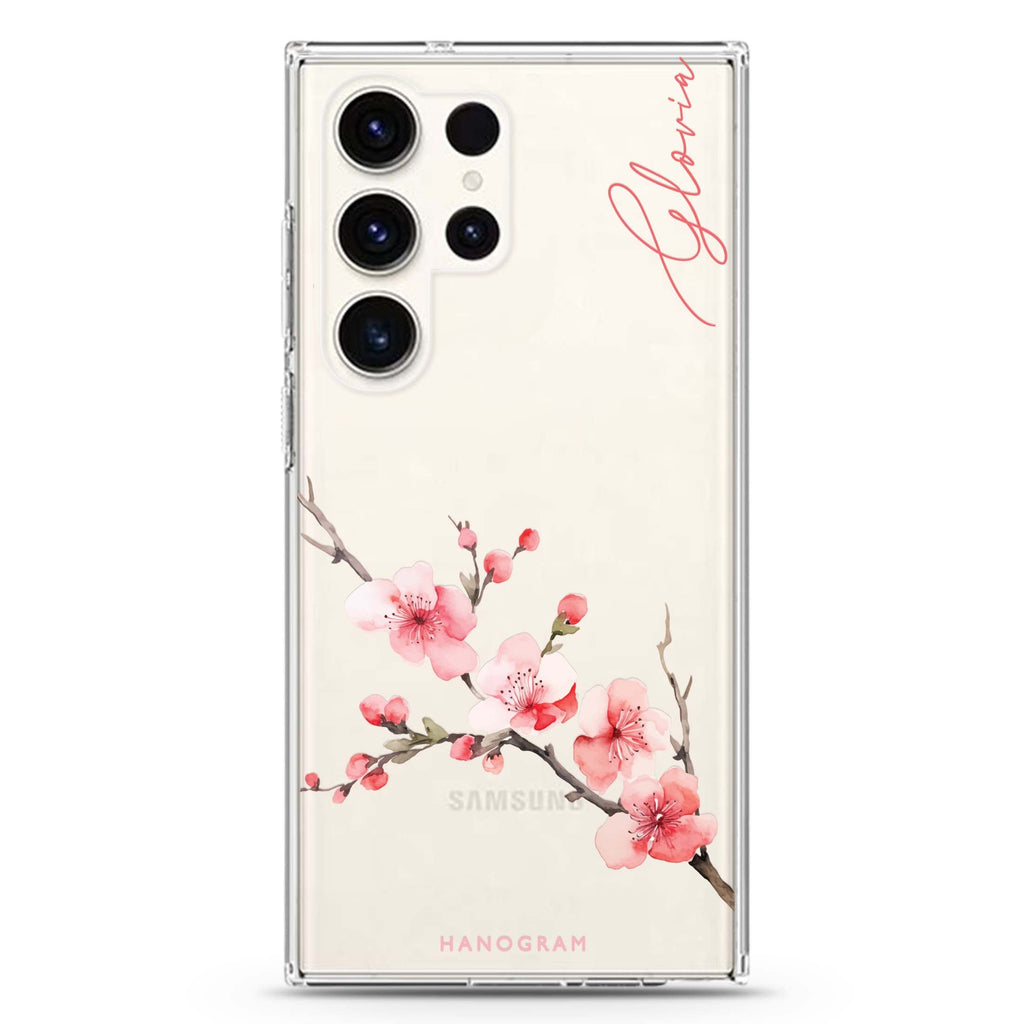 Cherry Bliss Samsung Galaxy Ultra 可加名字透明保護殼，適用 S26/S25/S24/S23 Ultra，圖1