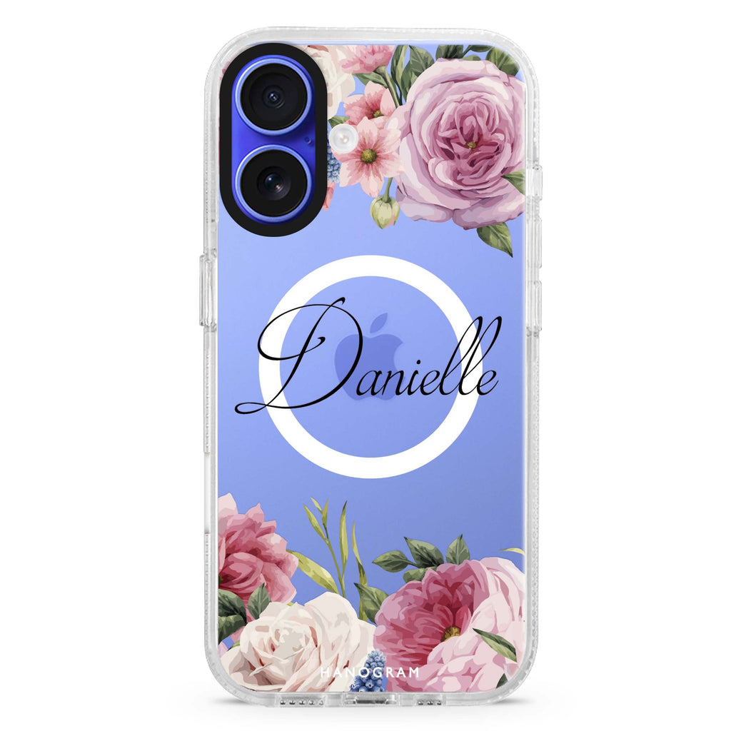 Light Pink Floral Magsafe 兼容水晶透明保護殼