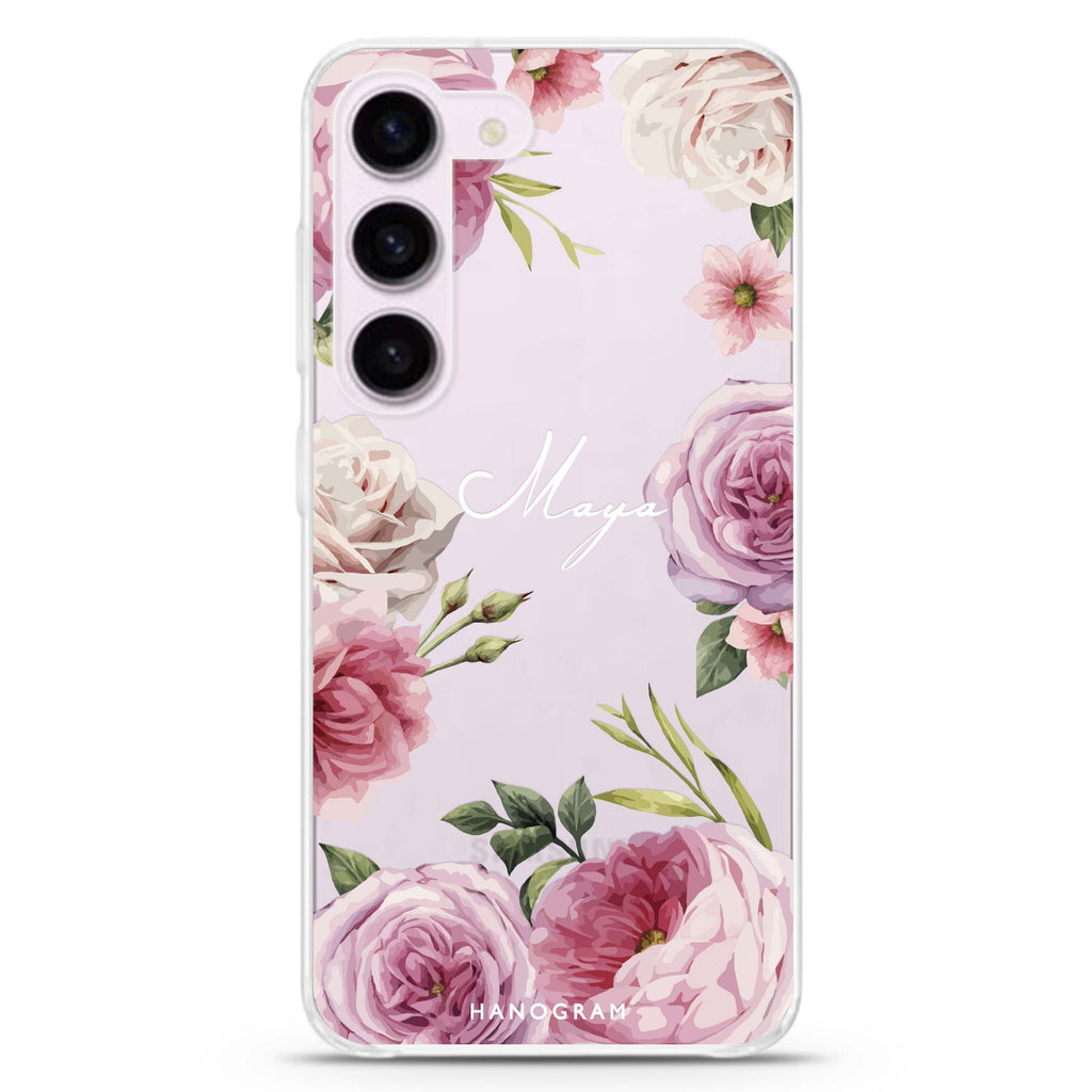 Beautiful Pretty Floral Samsung Galaxy 水晶透明保護殼