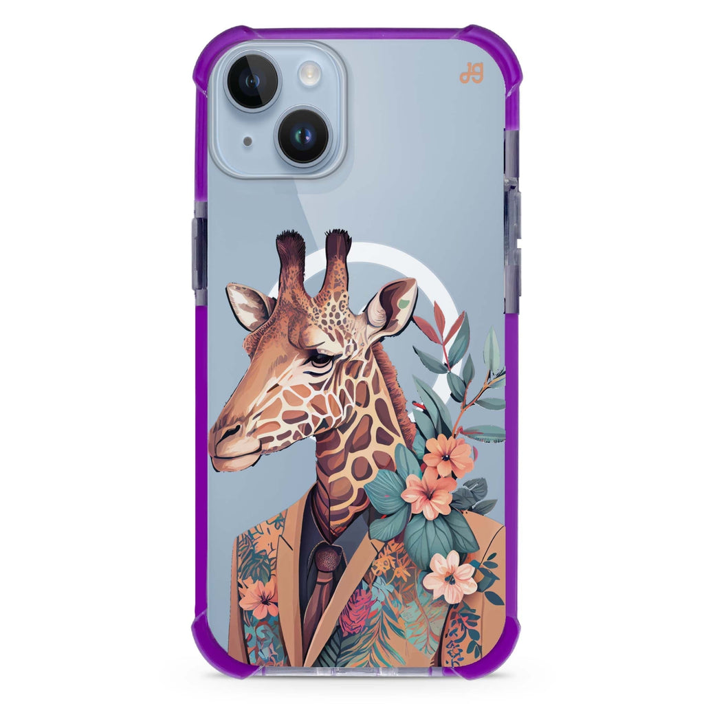 Giraffe & floral iPhone 15 Plus Magsafe 兼容超強防摔保護殼