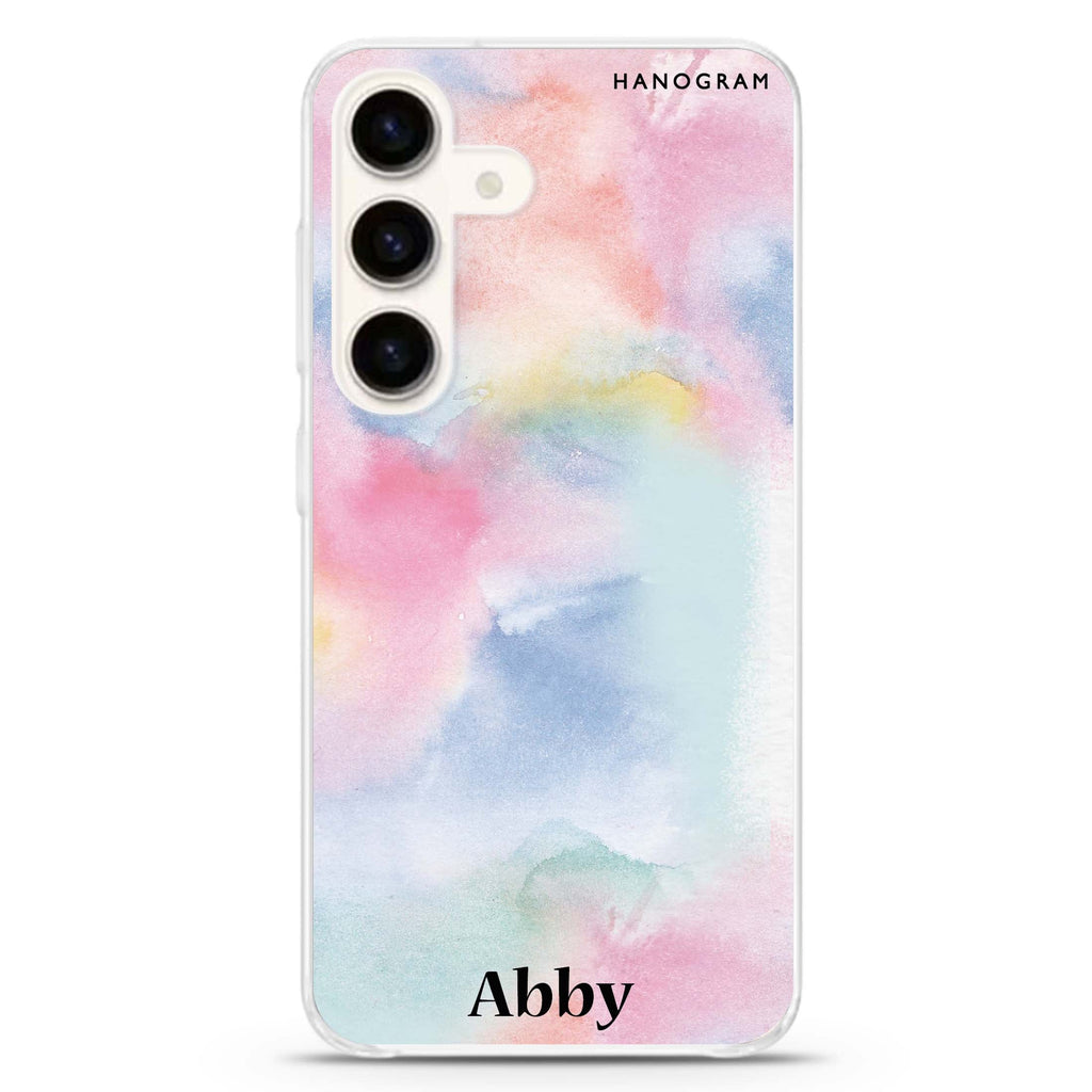Magic Watercolour Samsung Galaxy S26/S25/S24 可加名字水晶透明保護殼正面展示