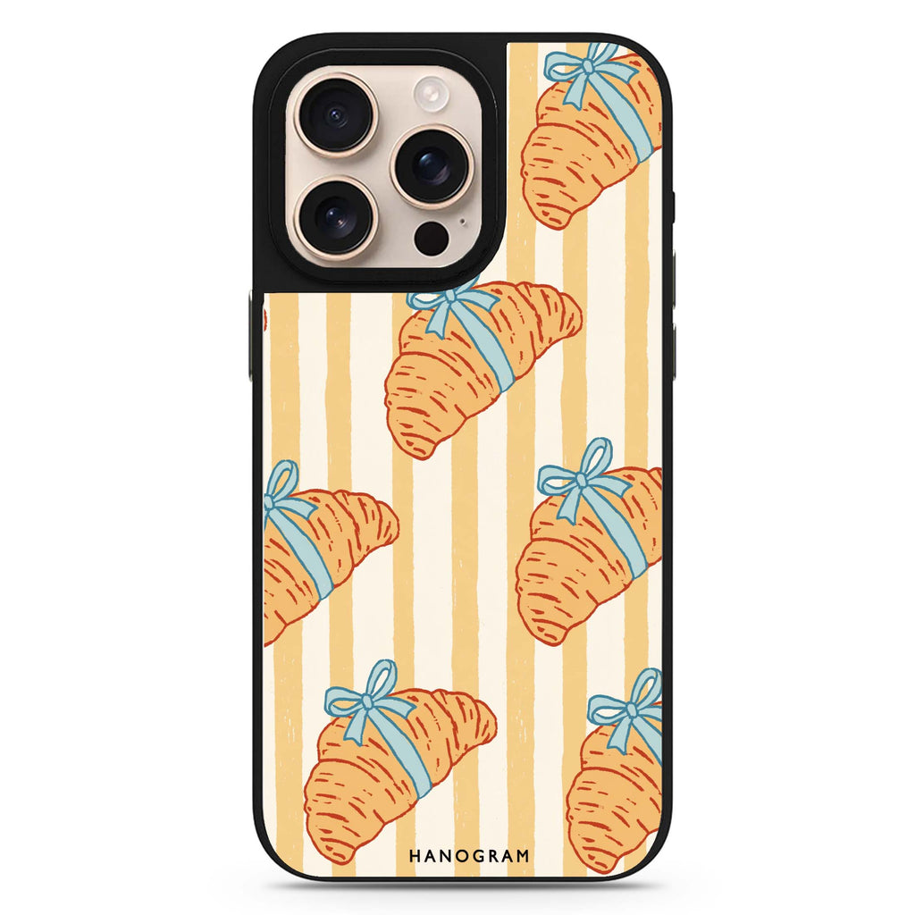 Croissants with Blue Bows Magsafe 兼容鏡面手機殼