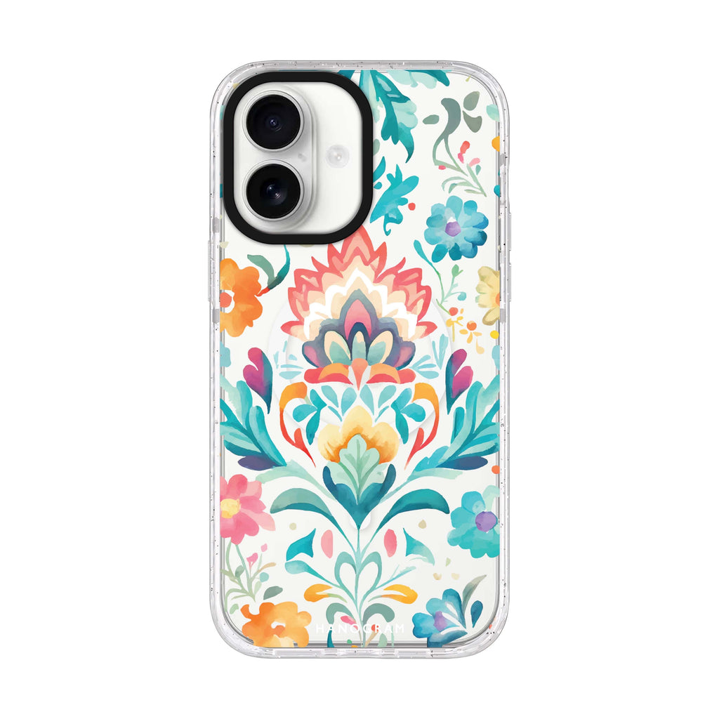 Watercolor Floral iPhone 17 水晶透明保護殼正面展示