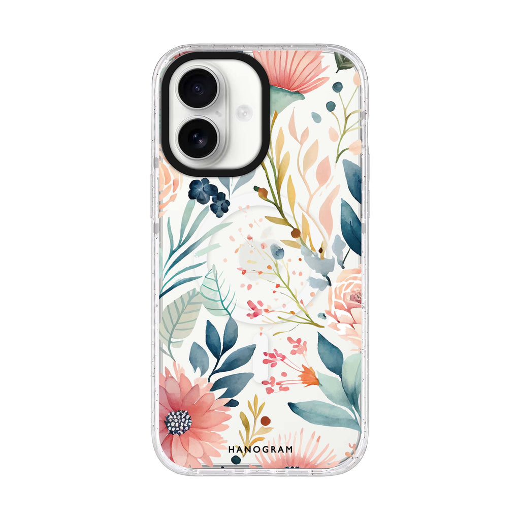 Floral Pattern iPhone 17 水晶透明保護殼正面展示