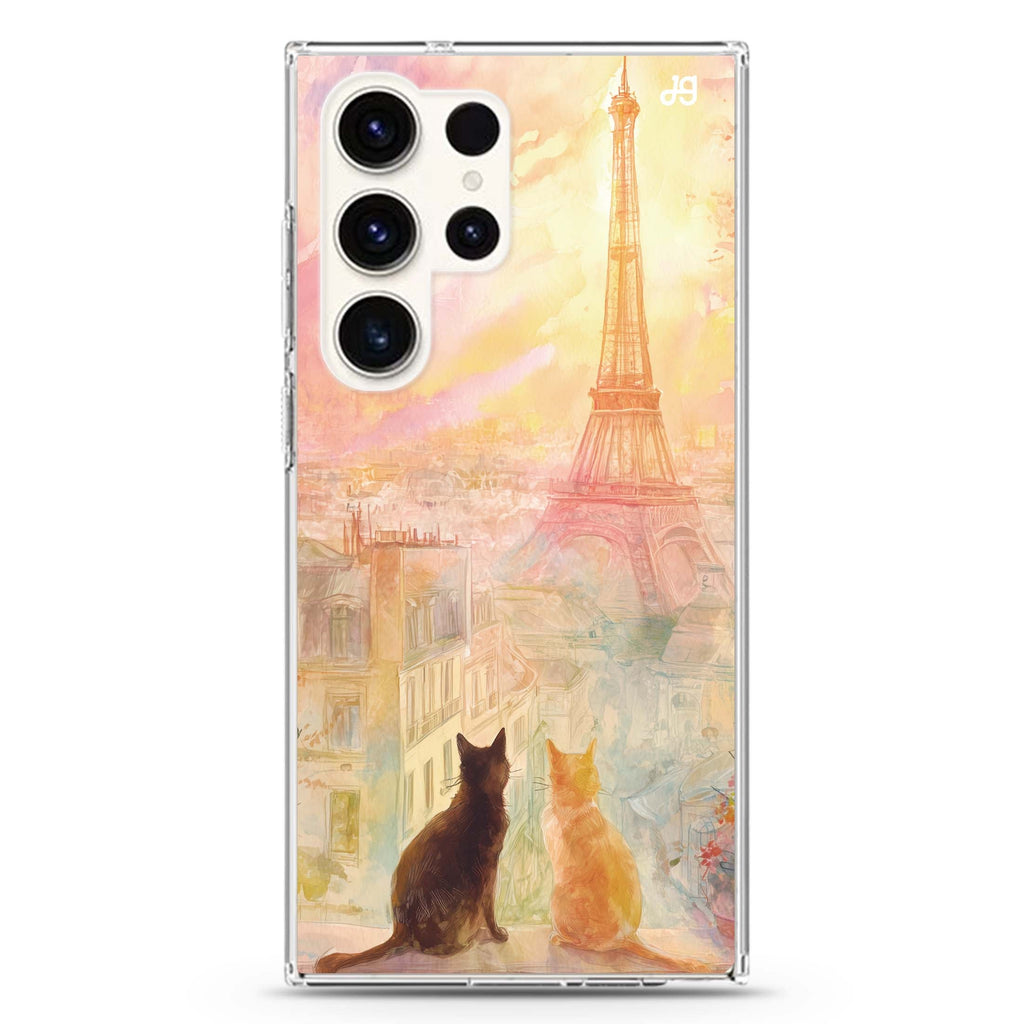 Paris Dream Cats Samsung Galaxy Ultra 透明保護殼，適用 S26/S25/S24/S23 Ultra，圖1