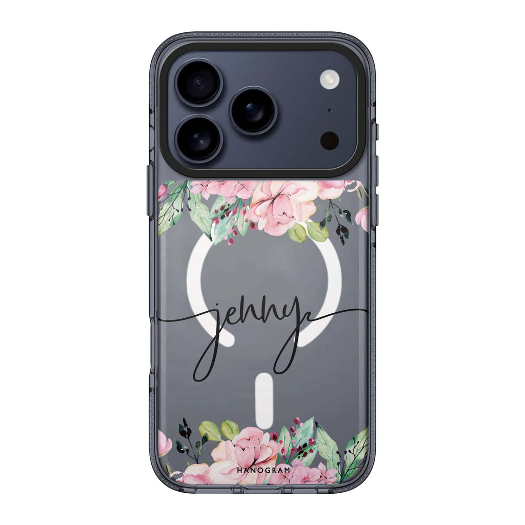 Floral Dream I iPhone 17 Pro Max MagSafe 水晶透明保護殼 花卉圖案設計 可自訂名字及字色 圖1