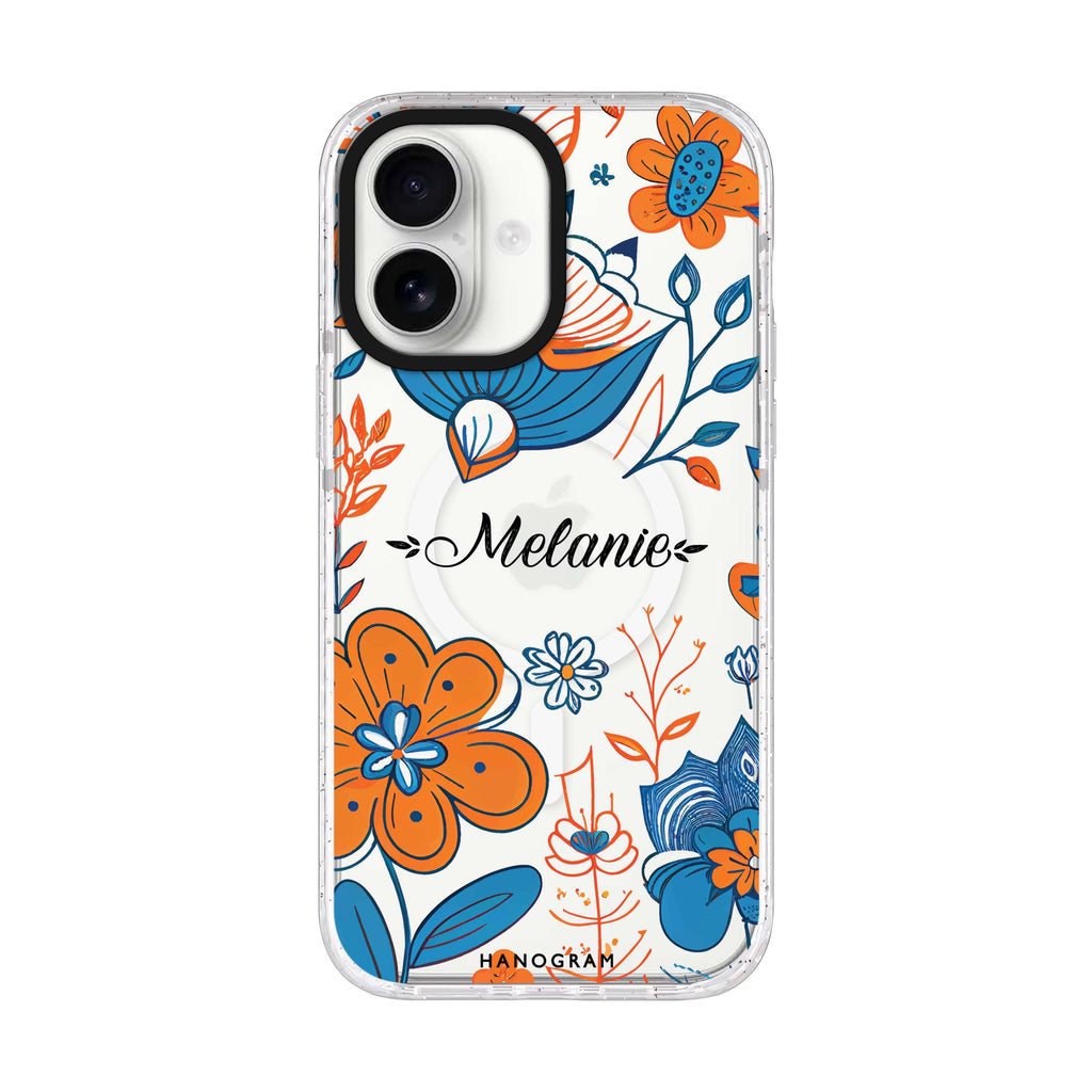 Floral Pattern iPhone 17 水晶透明保護殼正面展示