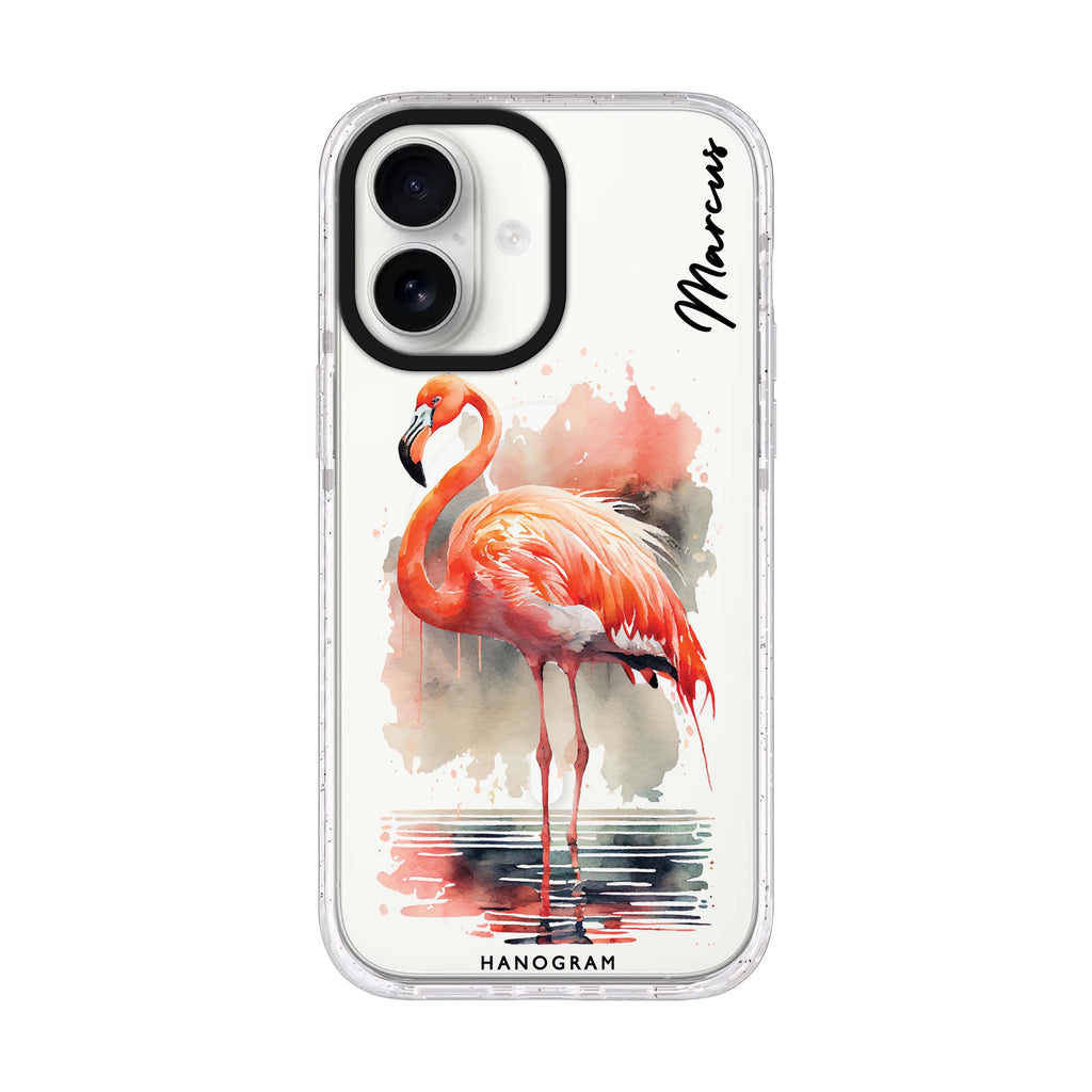Flamingo in water iPhone 17 水晶透明保護殼正面展示