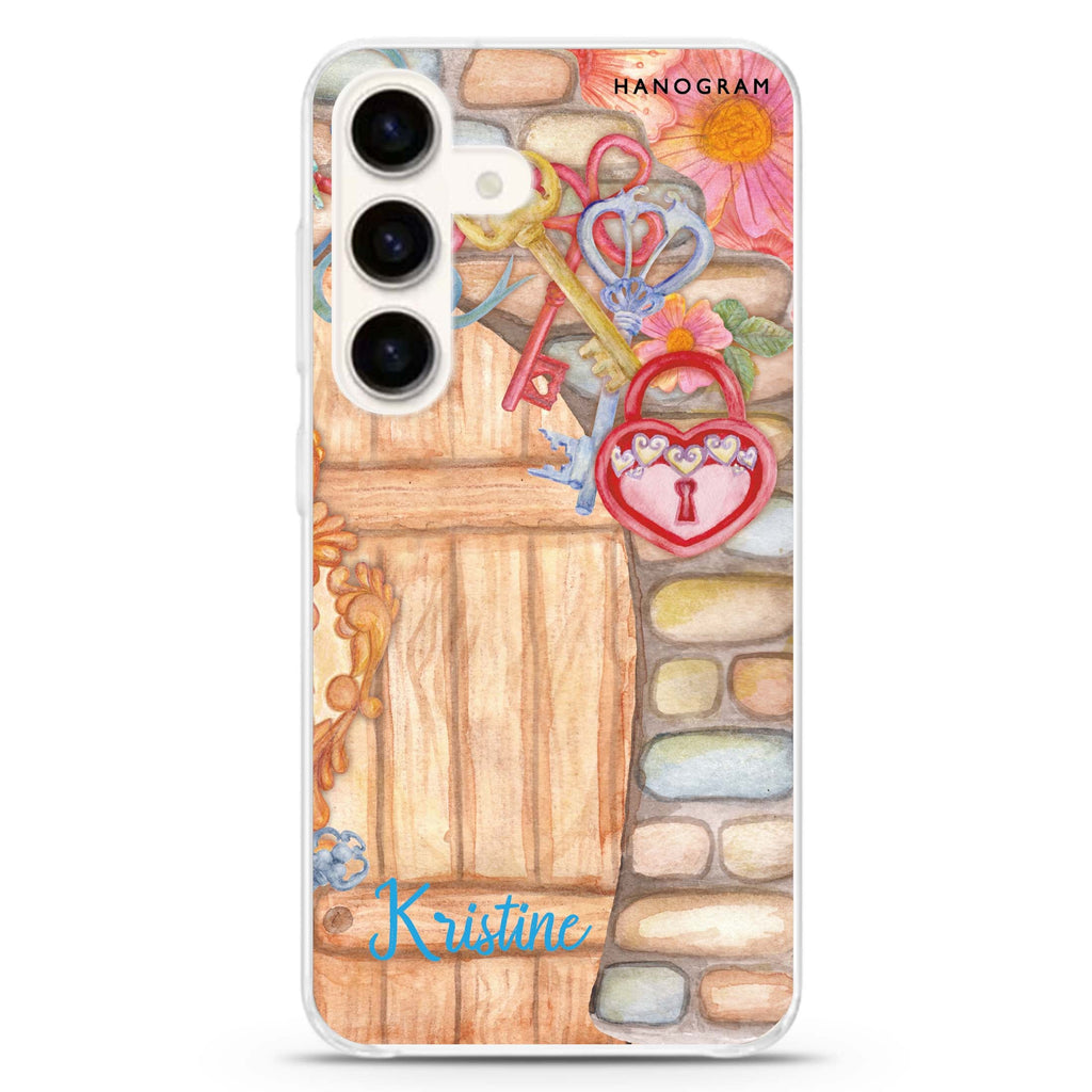 Love Castle II Samsung Galaxy S26/S25/S24 可加名字水晶透明保護殼正面展示
