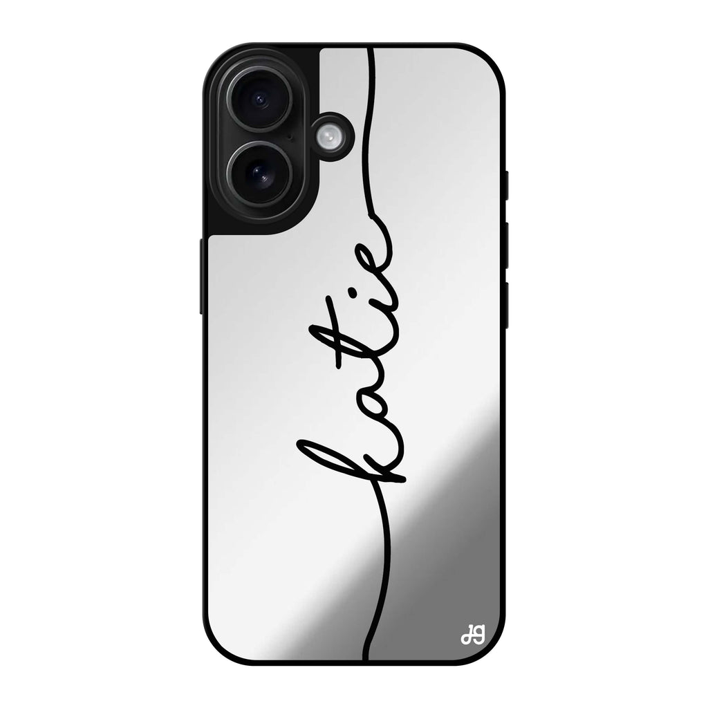 Reflective iPhone 16 Mirror Case –Vertical Handwritten Design