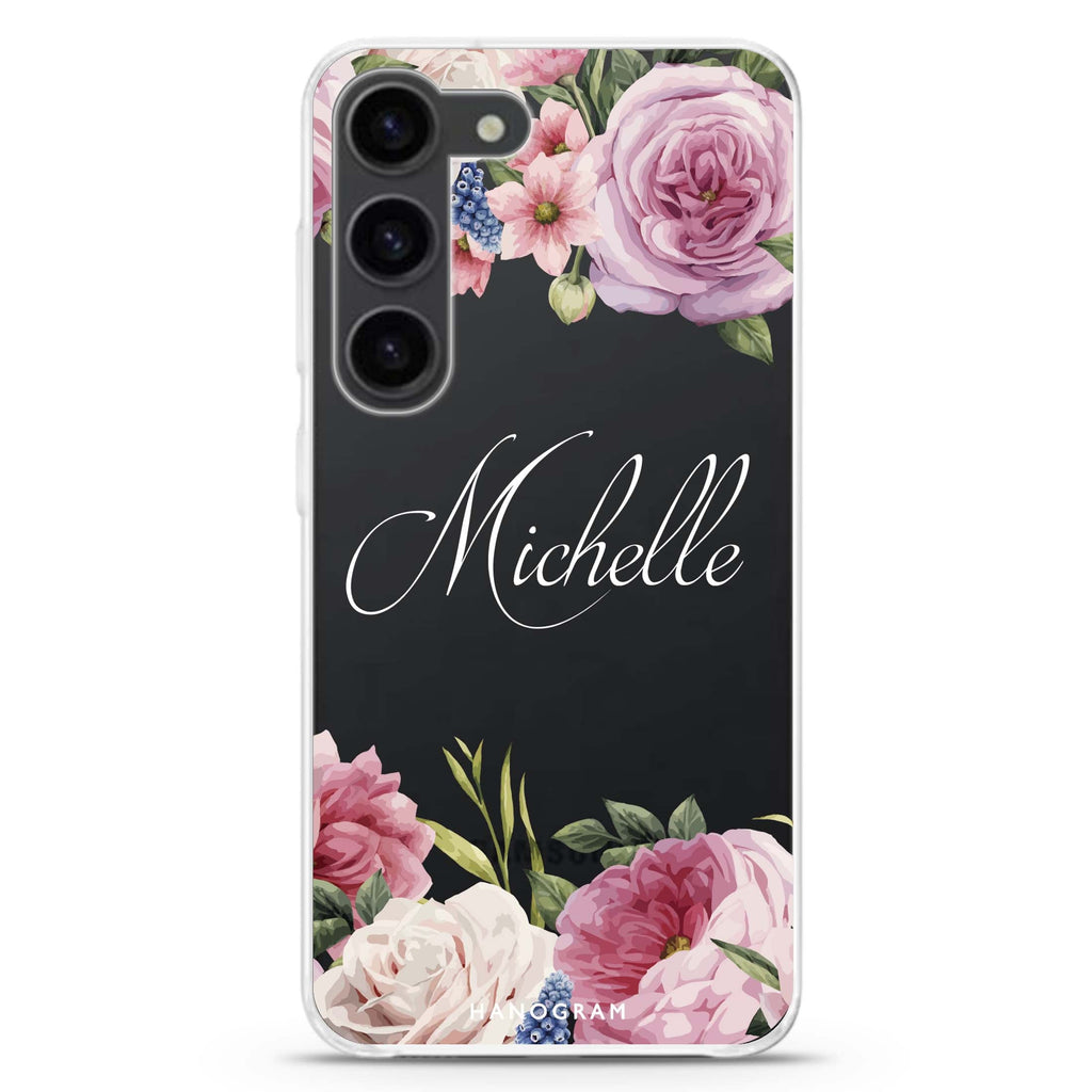 Light Pink Floral Samsung Galaxy 水晶透明保護殼