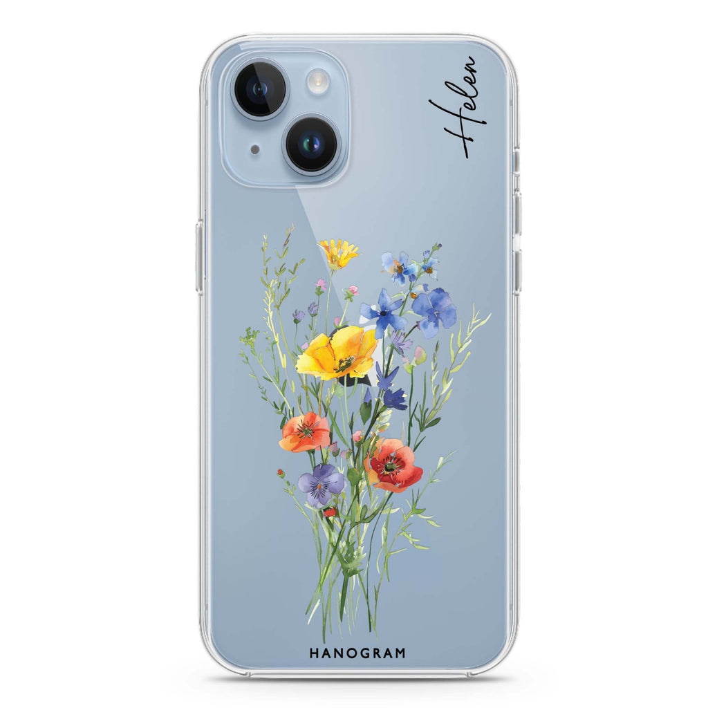 Wildflower Whimsy iPhone 15 Plus 水晶透明保護殼