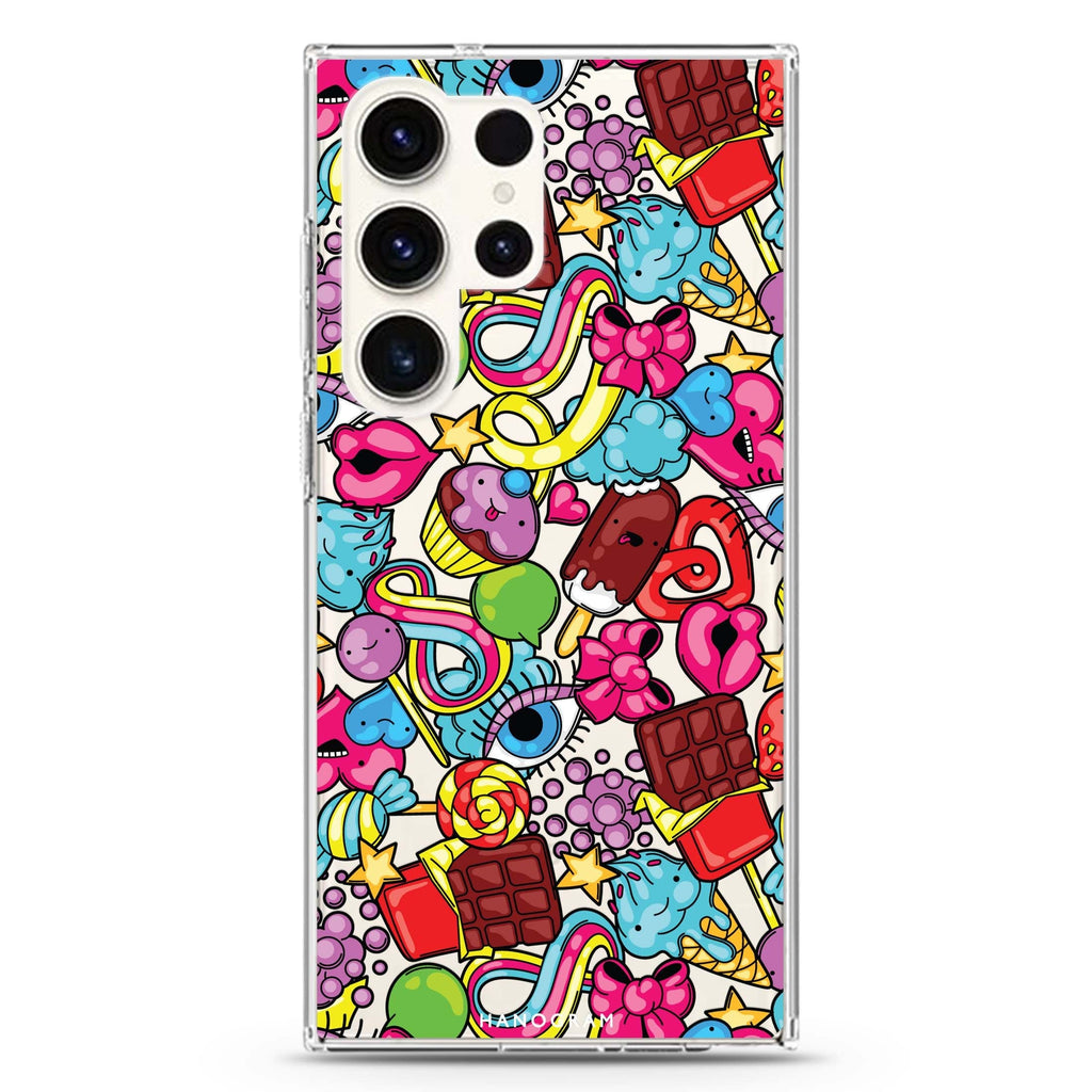 Doodle Delights Samsung Galaxy Ultra 透明保護殼，適用 S26/S25/S24/S23 Ultra，圖1