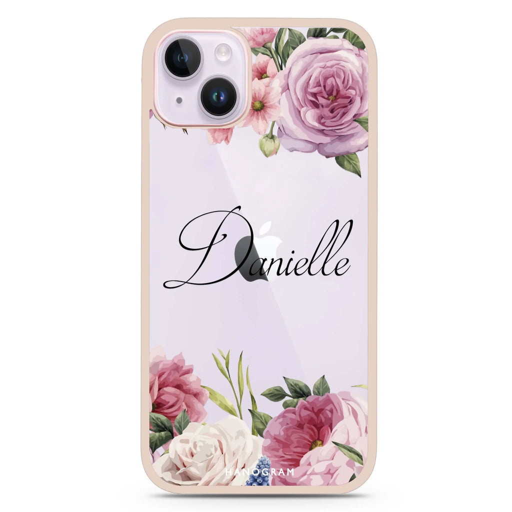 Light Pink Floral iPhone 15 Plus 防衝擊保護殼