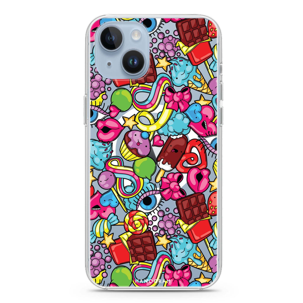 Doodle Delights iPhone 14 Magsafe 兼容水晶透明保護殼