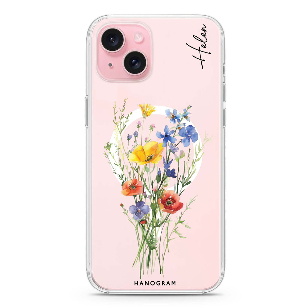 Wildflower Whimsy iPhone 15 Plus Magsafe 兼容水晶透明保護殼