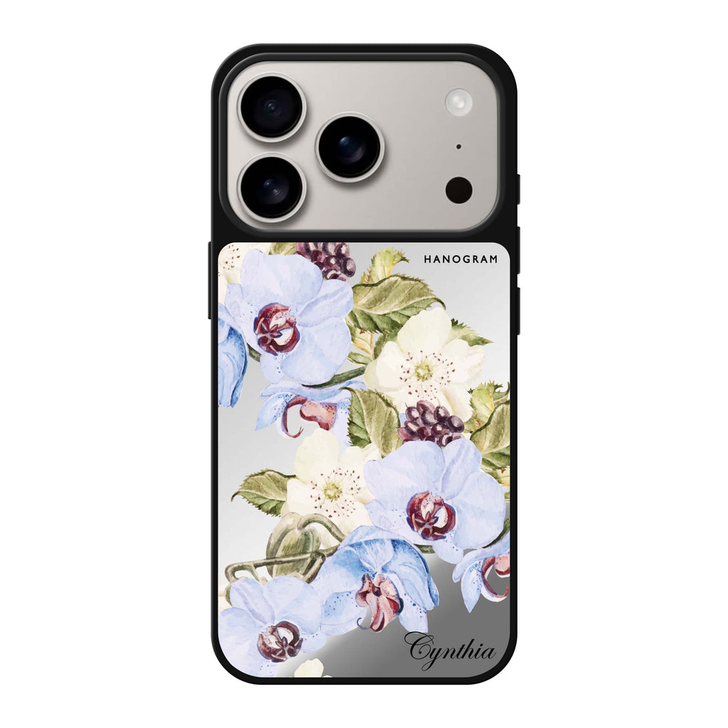 Light Blue Floral 藍色花卉 iPhone 17 Pro Max 鏡面手機殼主圖