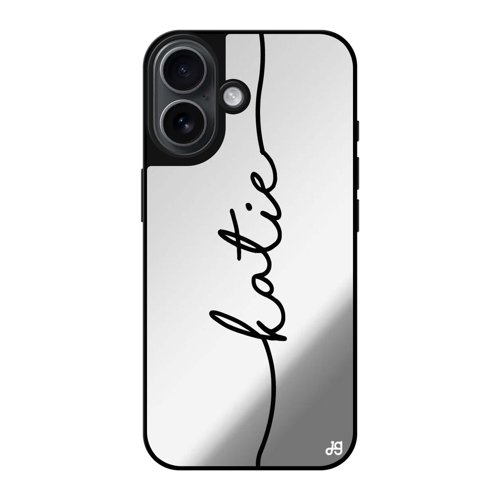Reflective iPhone 16 Mirror Case –Vertical Handwritten Design