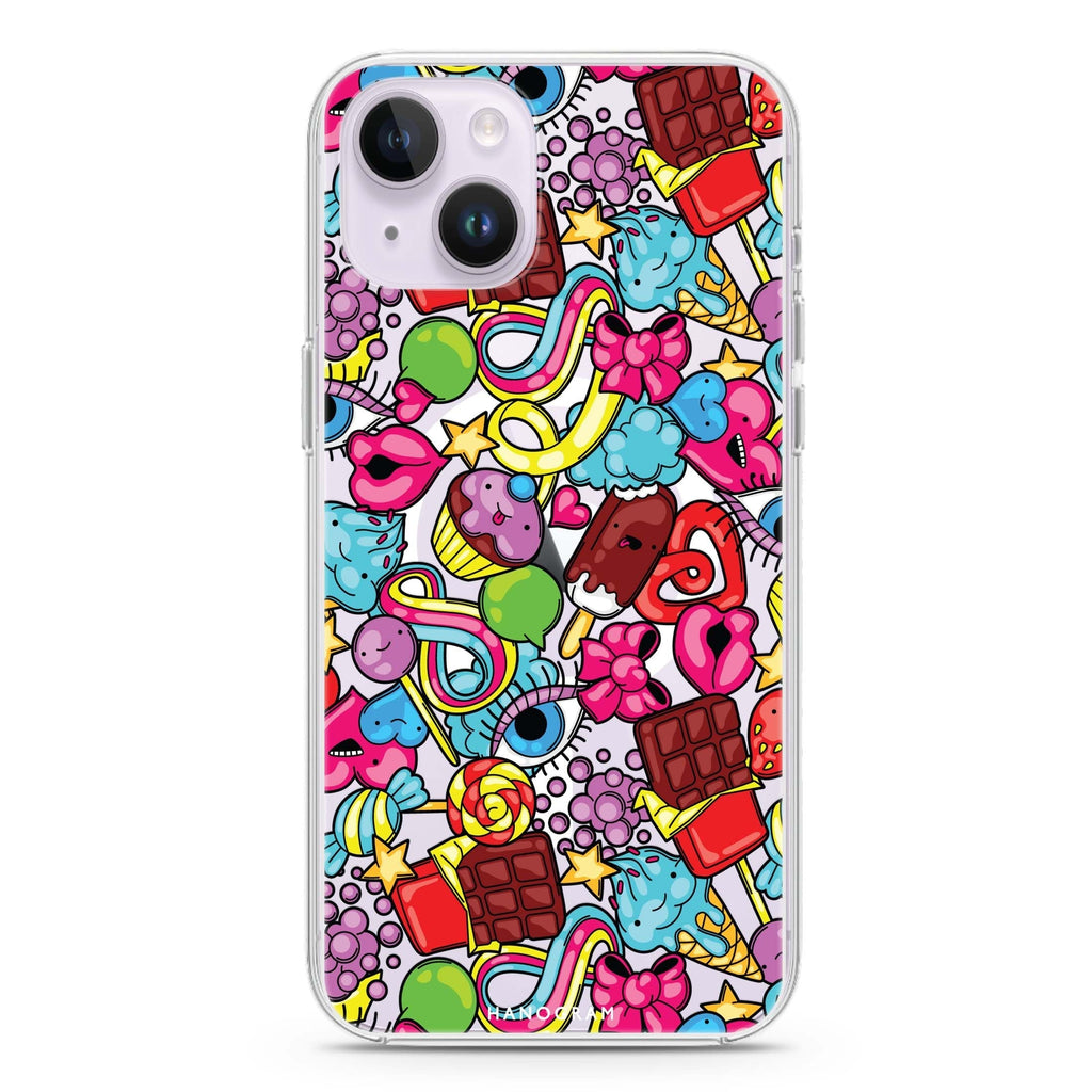 Doodle Delights iPhone 14 Plus Magsafe 兼容水晶透明保護殼