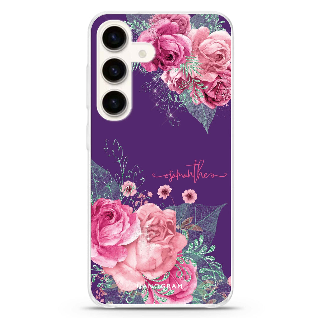 WildRose Samsung Galaxy S26/S25/S24 可加名字水晶透明保護殼正面展示