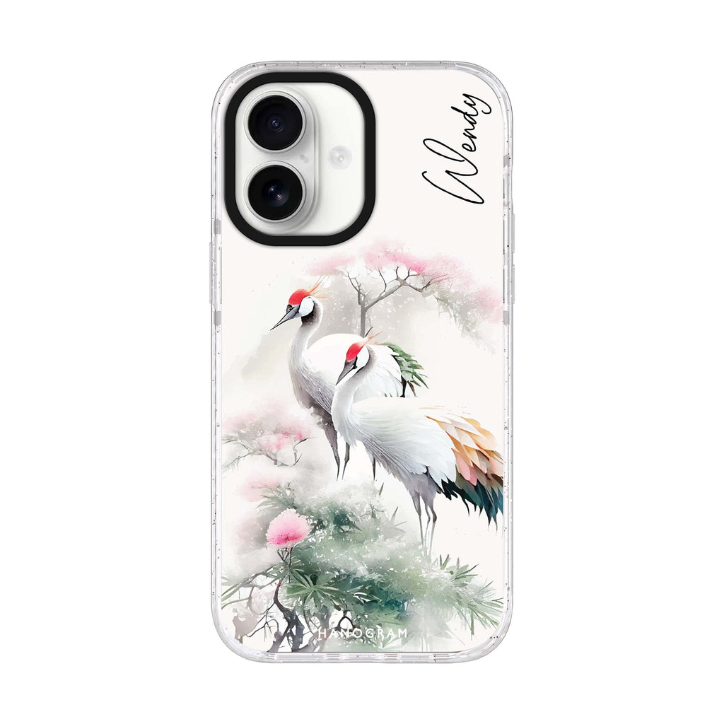 Pines & cranes iPhone 17 水晶透明保護殼正面展示
