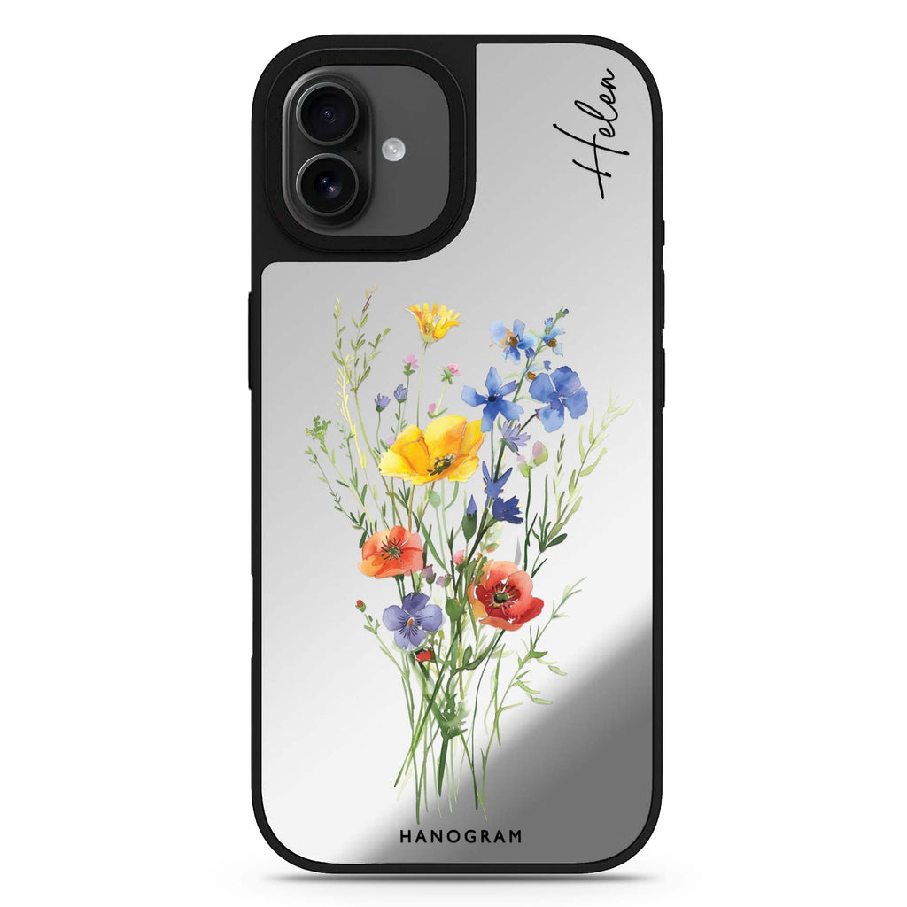 Wildflower Whimsy iPhone 17 花卉鏡面手機殼 主圖設計