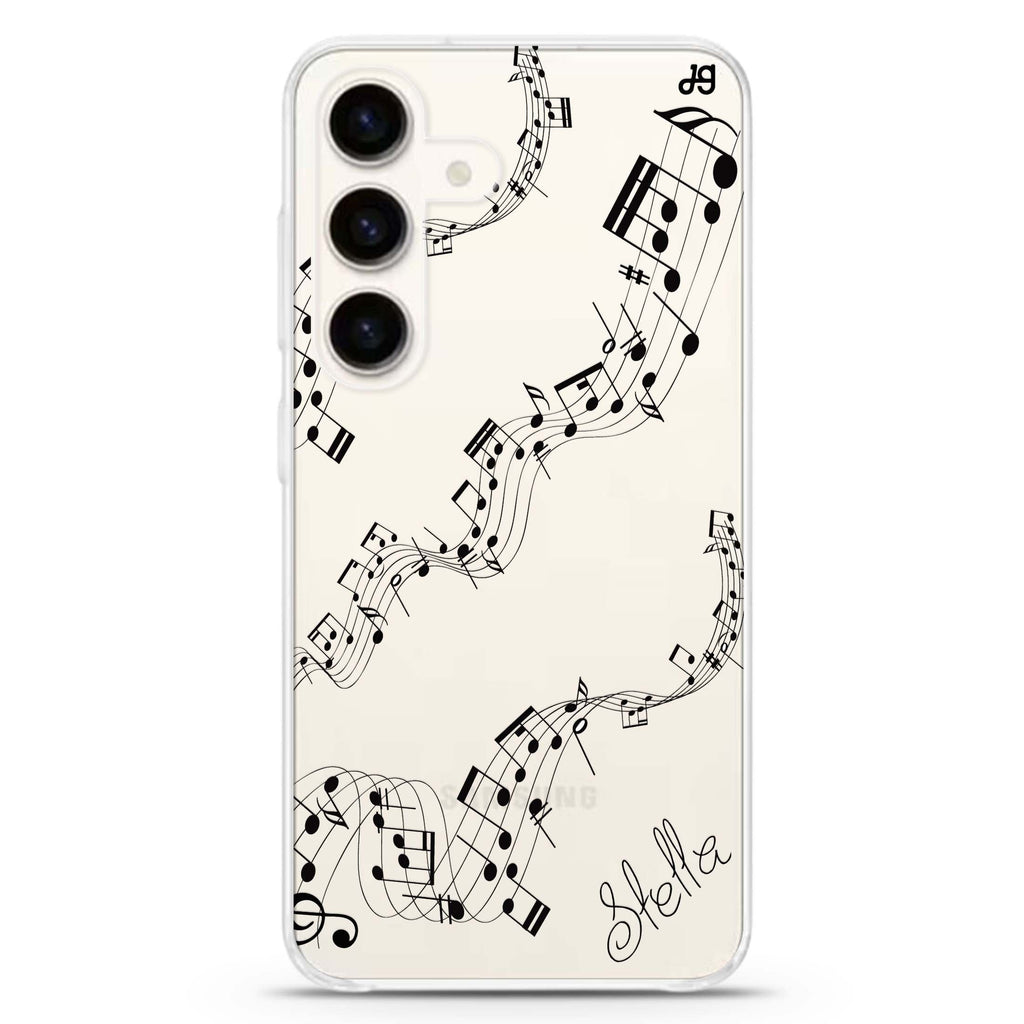 Music Samsung Galaxy S26/S25/S24 可加名字水晶透明保護殼正面展示
