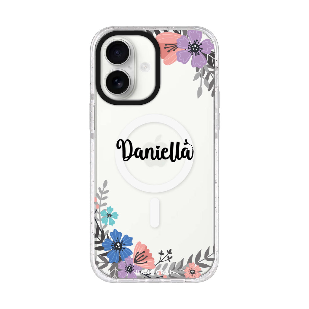 Blossom Bliss iPhone 17 水晶透明保護殼正面展示
