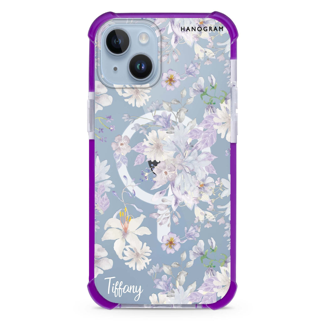 Serene Flowers Pattern iPhone 15 Plus Magsafe 兼容超強防摔保護殼