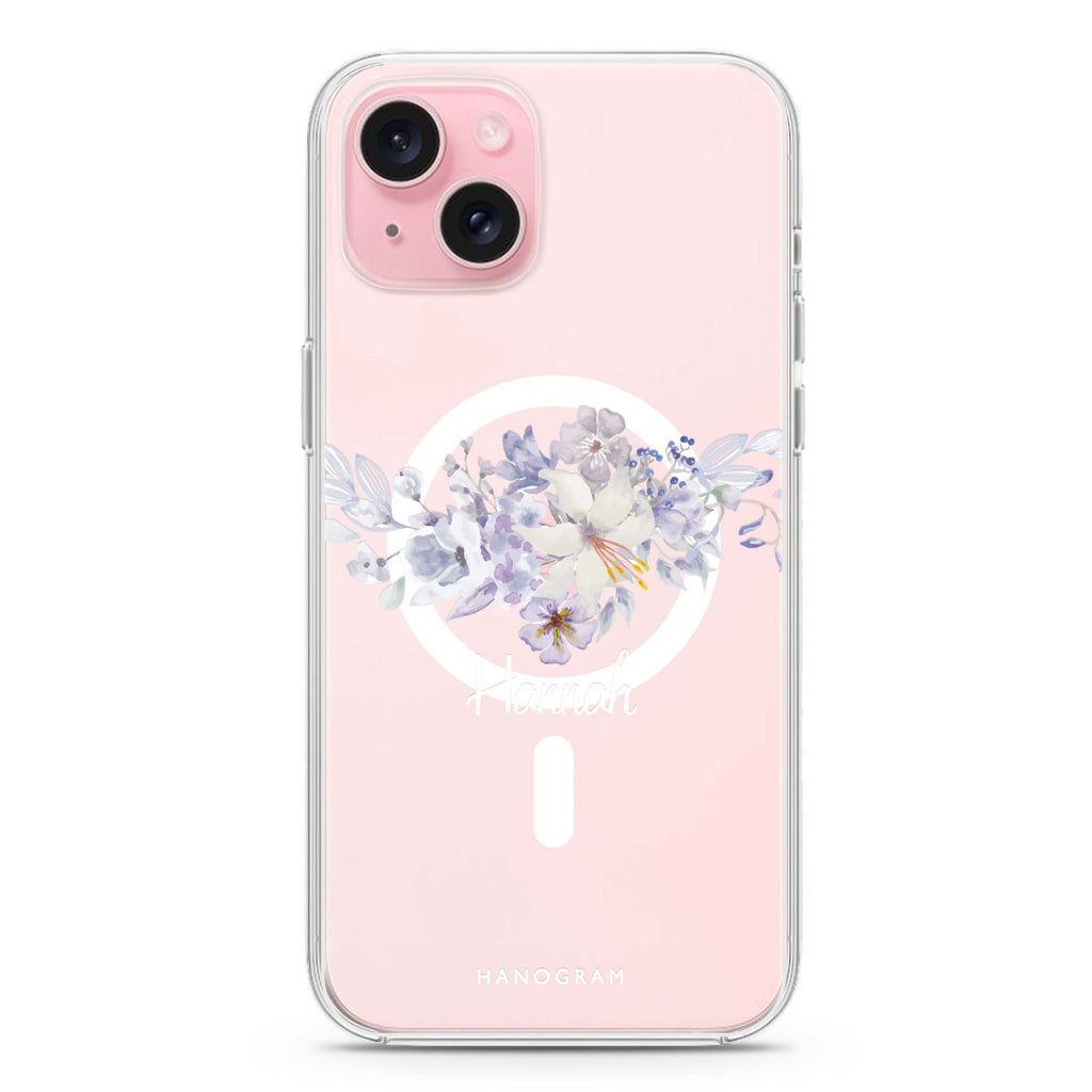 Serene Flowers & Me iPhone 15 Plus Magsafe 兼容水晶透明保護殼