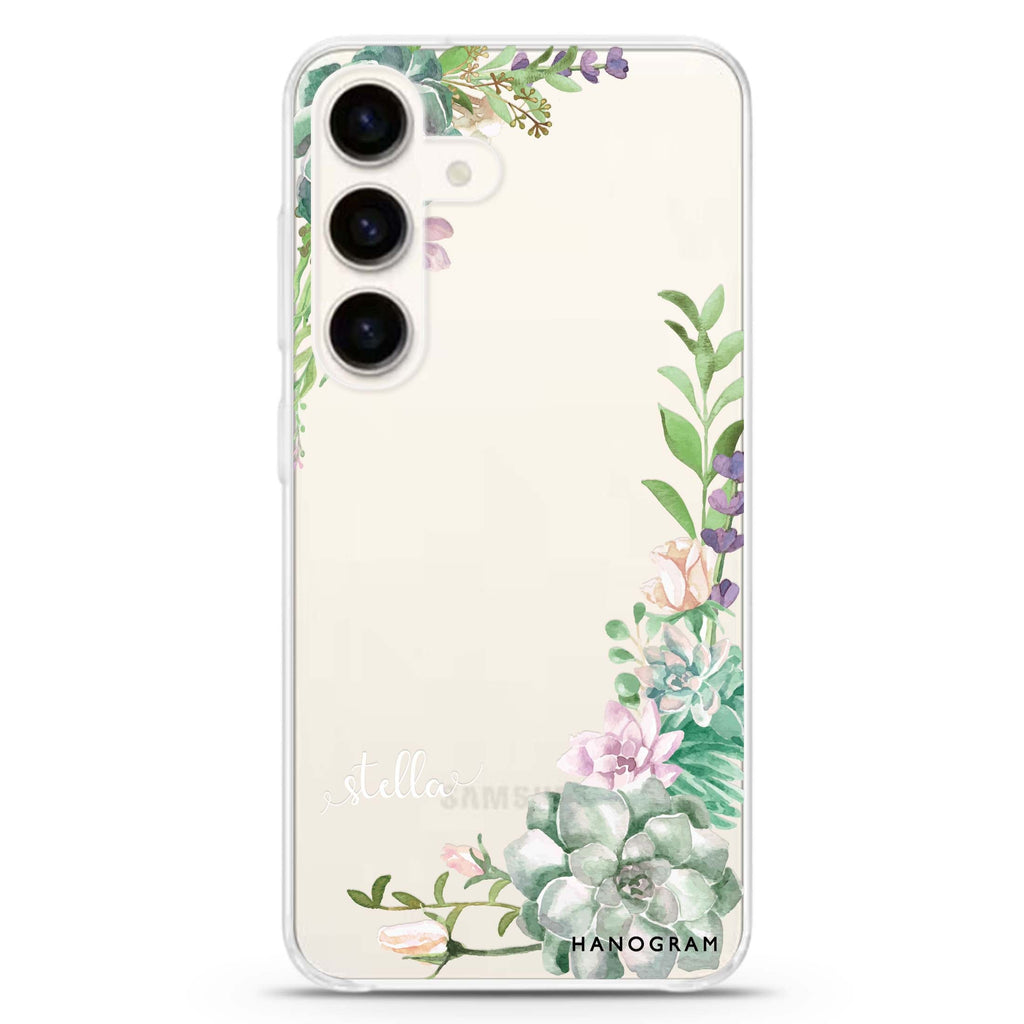 Rose in Wild Samsung Galaxy S26/S25/S24 可加名字水晶透明保護殼正面展示
