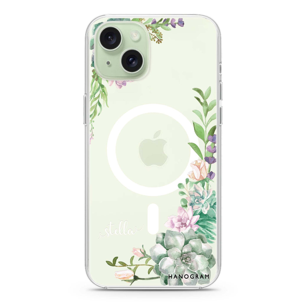Rose in Wild iPhone 15 Plus Magsafe 兼容水晶透明保護殼