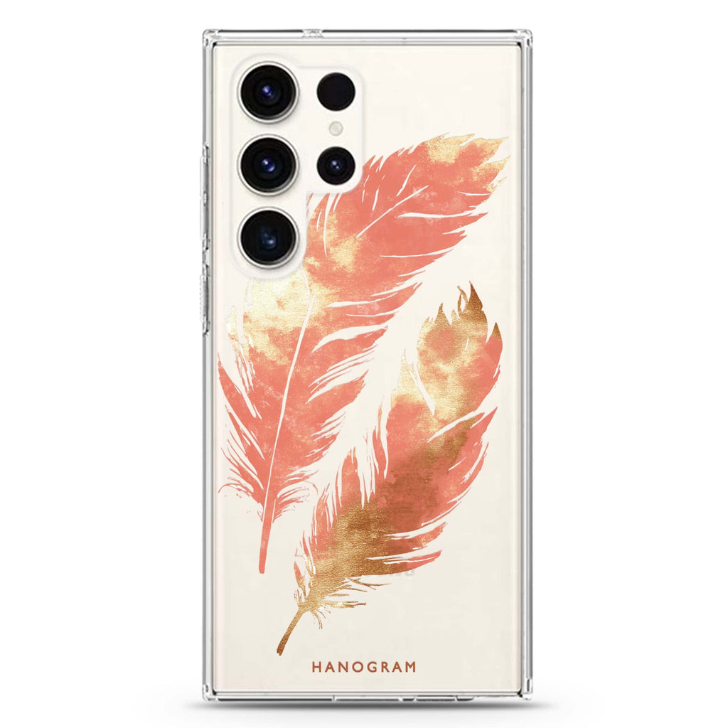 Golden Feathers Samsung Galaxy Ultra 透明保護殼，適用 S26/S25/S24/S23 Ultra，圖1