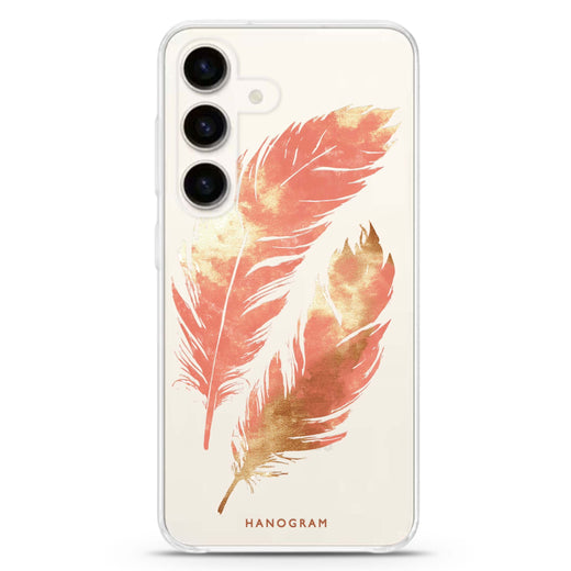 Golden Feathers Samsung Galaxy S26/S25/S24 水晶透明保護殼正面展示